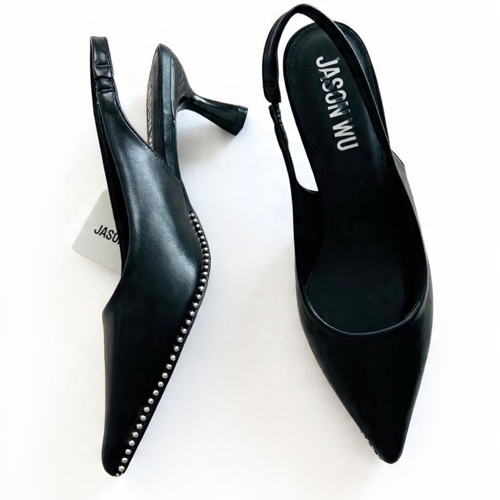 Jason Wu Black Studded Slingback Heels 8 nwt